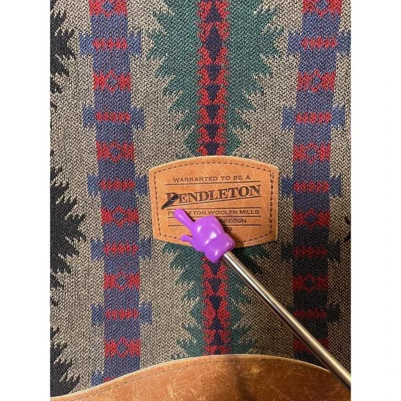 Vintage Pendleton Wool Canvas Leather Messenger Bag Crossbody Aztec Southwestern - Picture 4 of 4